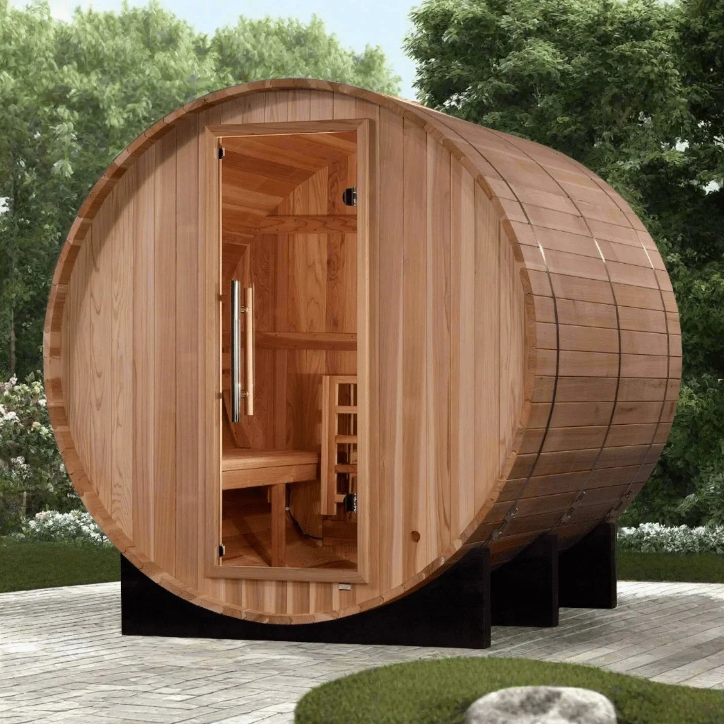 Golden Designs "Arosa" 4 Person Barrel Traditional Sauna GDI-B004-01-Golden Designs-HQ Sauna