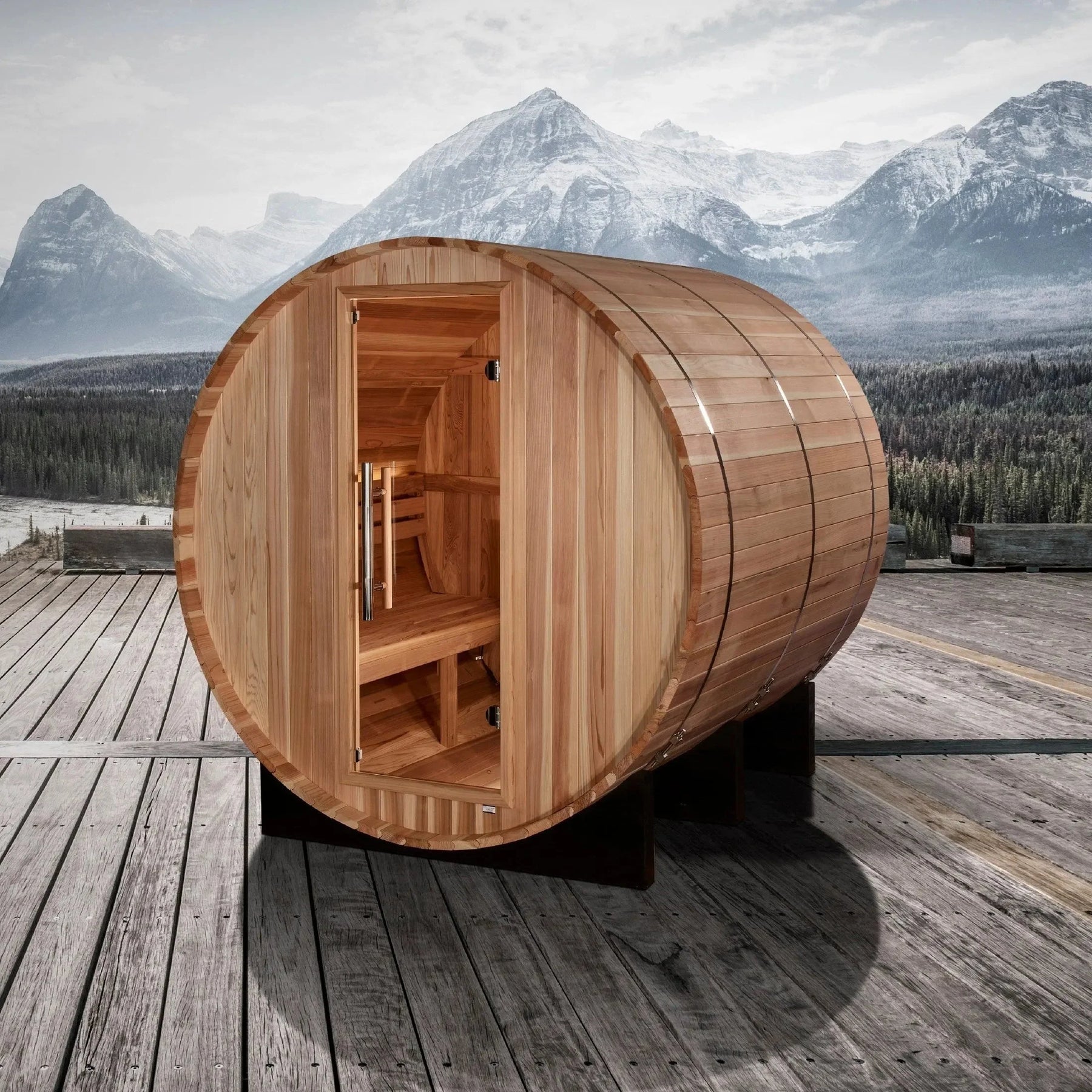 Golden Designs "Arosa" 4 Person Barrel Traditional Sauna GDI-B004-01-Golden Designs-HQ Sauna
