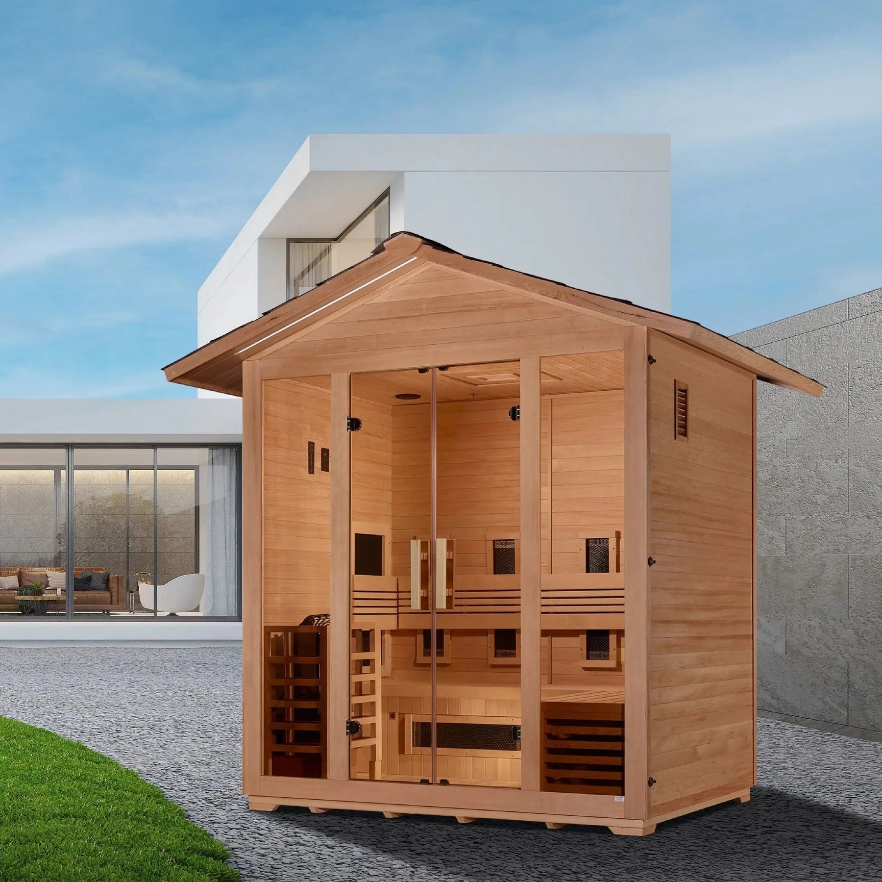 Golden Designs "Gargellen" 5 Person Hybrid Outdoor Sauna GDI-8125-01-Golden Designs-HQ Sauna