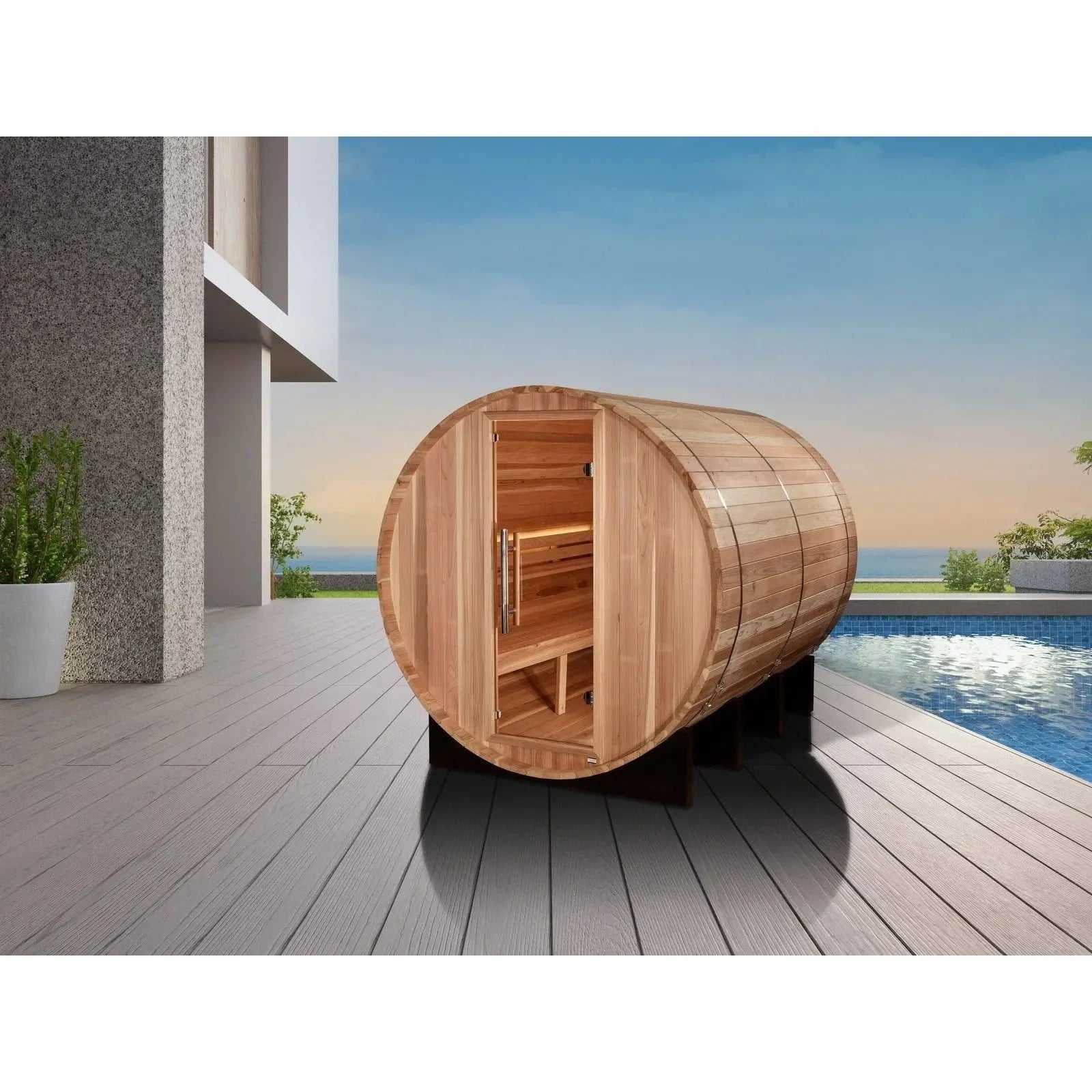 Golden Designs "Klosters" 6 Person Barrel Traditional Sauna GDI-B006-01-Golden Designs-HQ Sauna