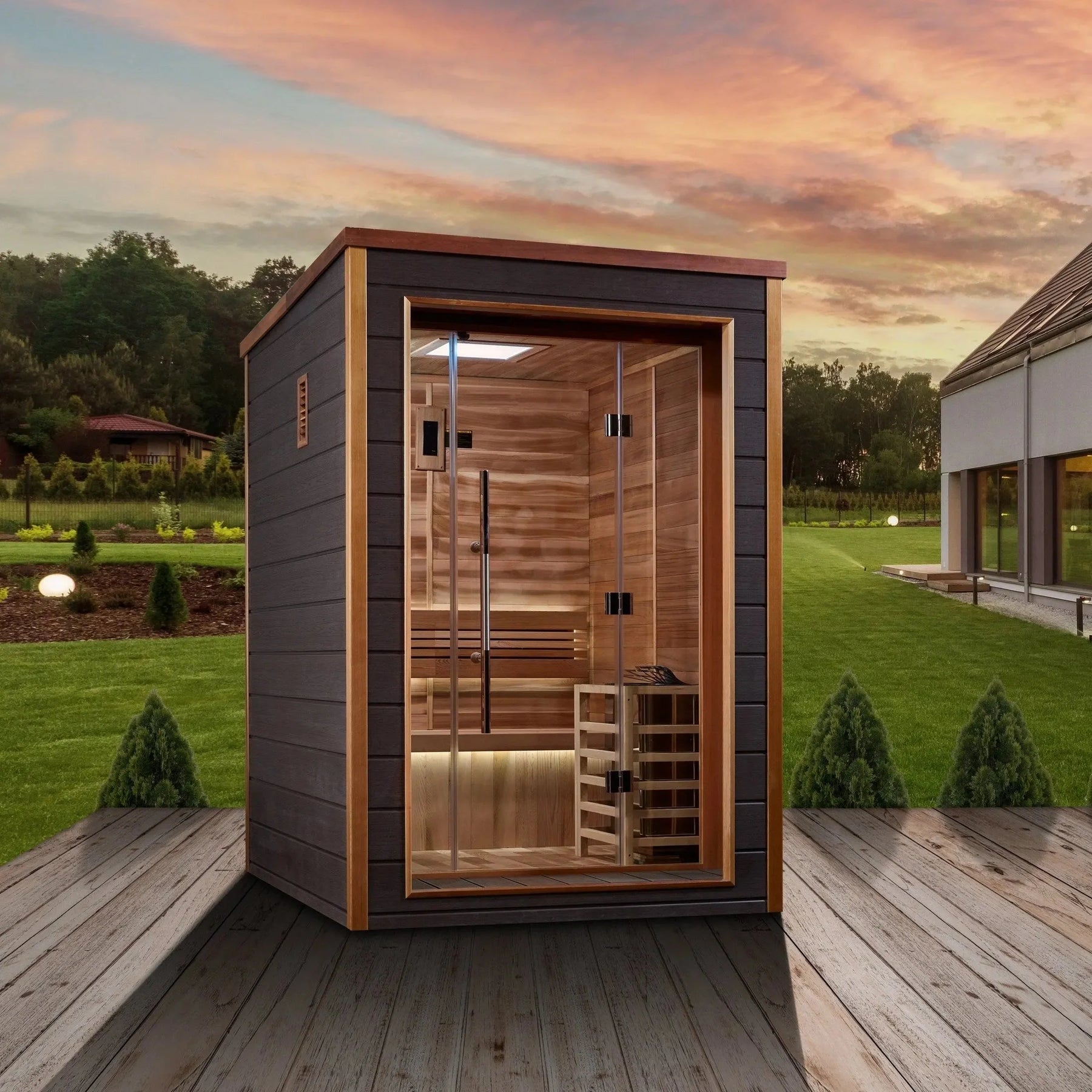 Golden Designs Narvik 2 Person Outdoor Traditional Sauna GDI-8202-01-Golden Designs-HQ Sauna