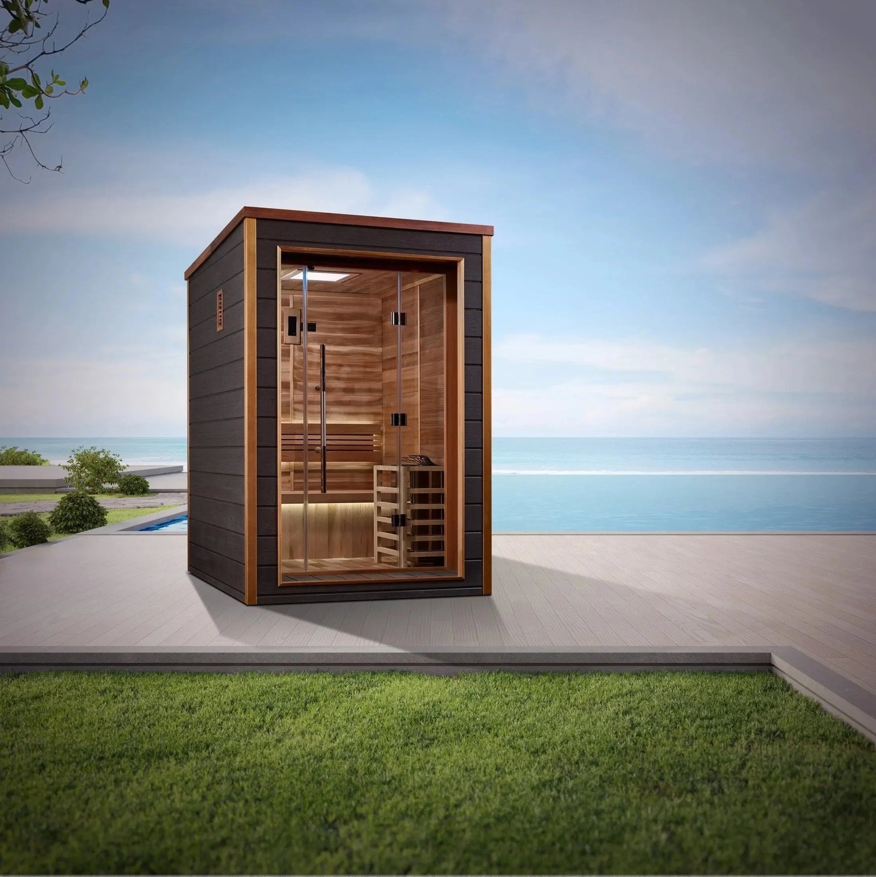 Golden Designs Narvik 2 Person Outdoor Traditional Sauna GDI-8202-01-Golden Designs-HQ Sauna