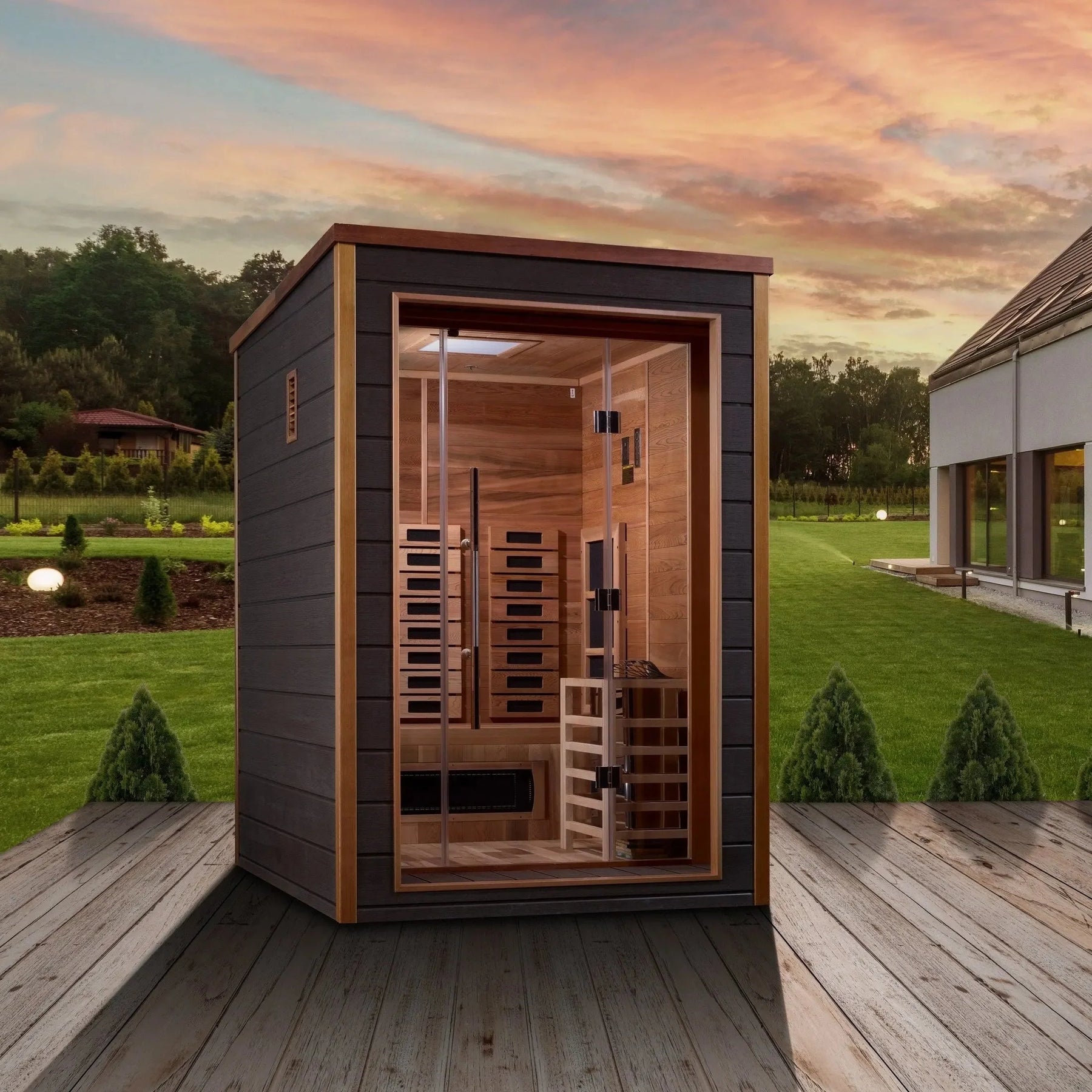 Golden Designs Nora 2 Person Hybrid Outdoor Sauna GDI-8222-01-Golden Designs-HQ Sauna