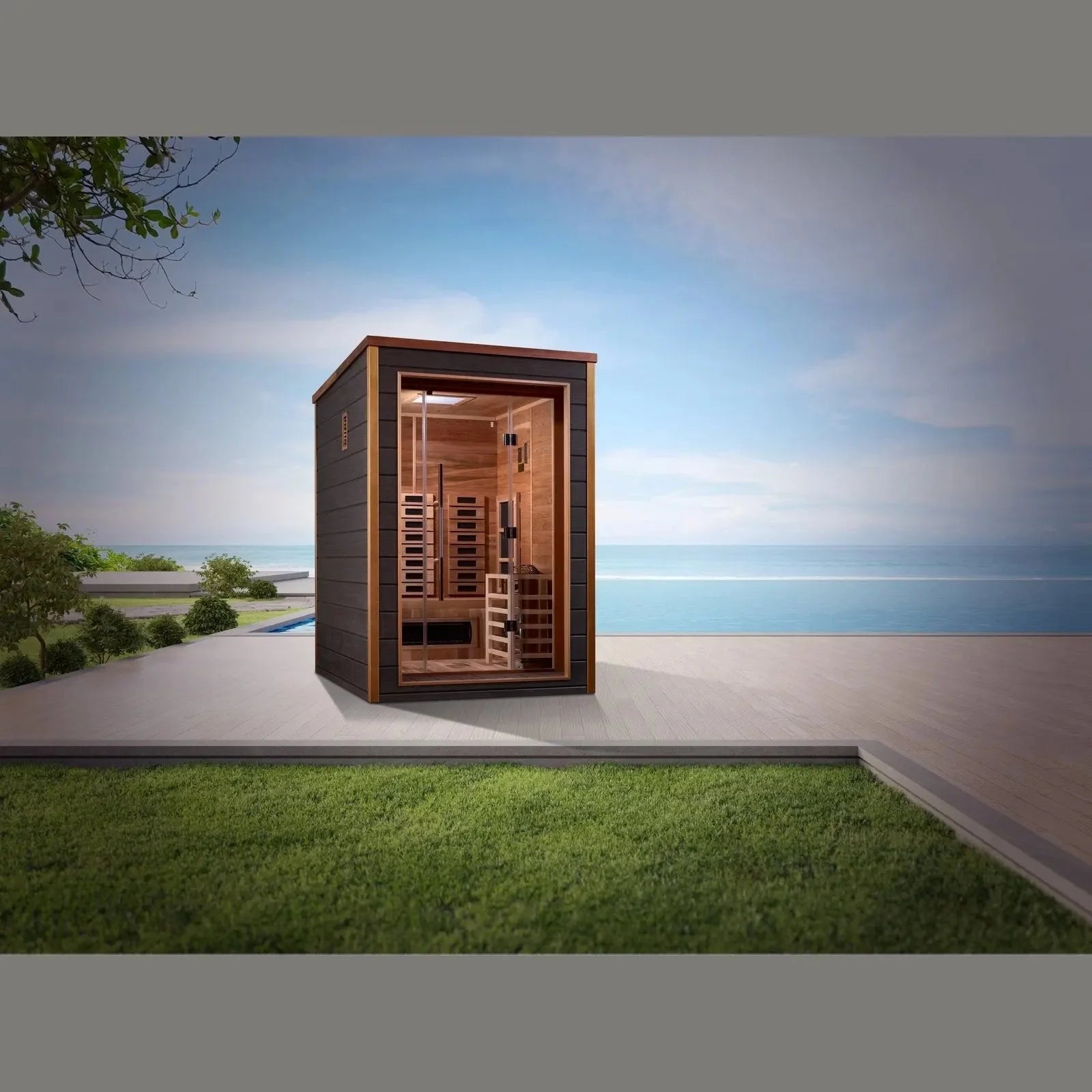 Golden Designs Nora 2 Person Hybrid Outdoor Sauna GDI-8222-01-Golden Designs-HQ Sauna