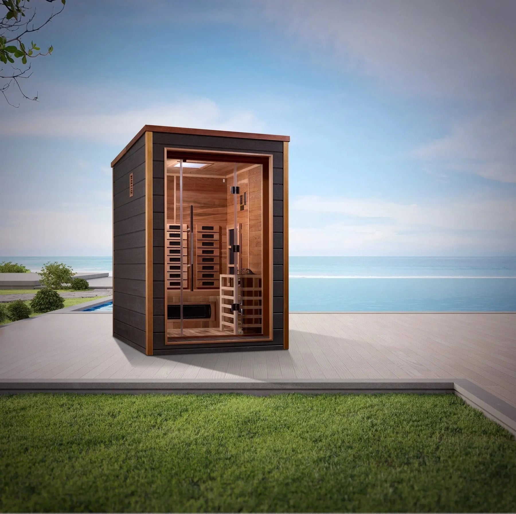 Golden Designs Nora 2 Person Hybrid Outdoor Sauna GDI-8222-01-Golden Designs-HQ Sauna