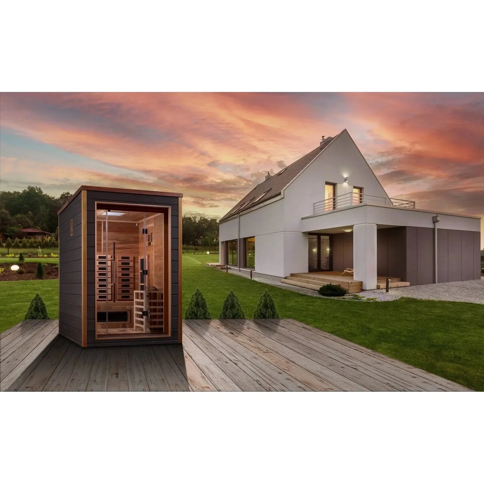 Golden Designs Nora 2 Person Hybrid Outdoor Sauna GDI-8222-01-Golden Designs-HQ Sauna