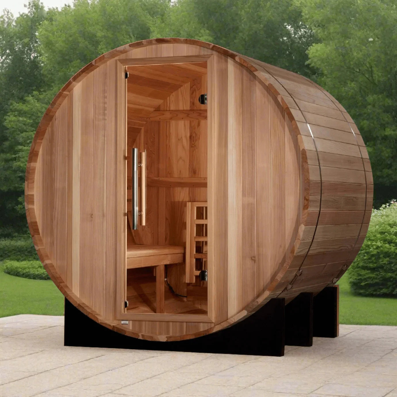 Golden Designs "St. Moritz" 2 Person Barrel Traditional Sauna GDI-B002-01-Golden Designs-HQ Sauna
