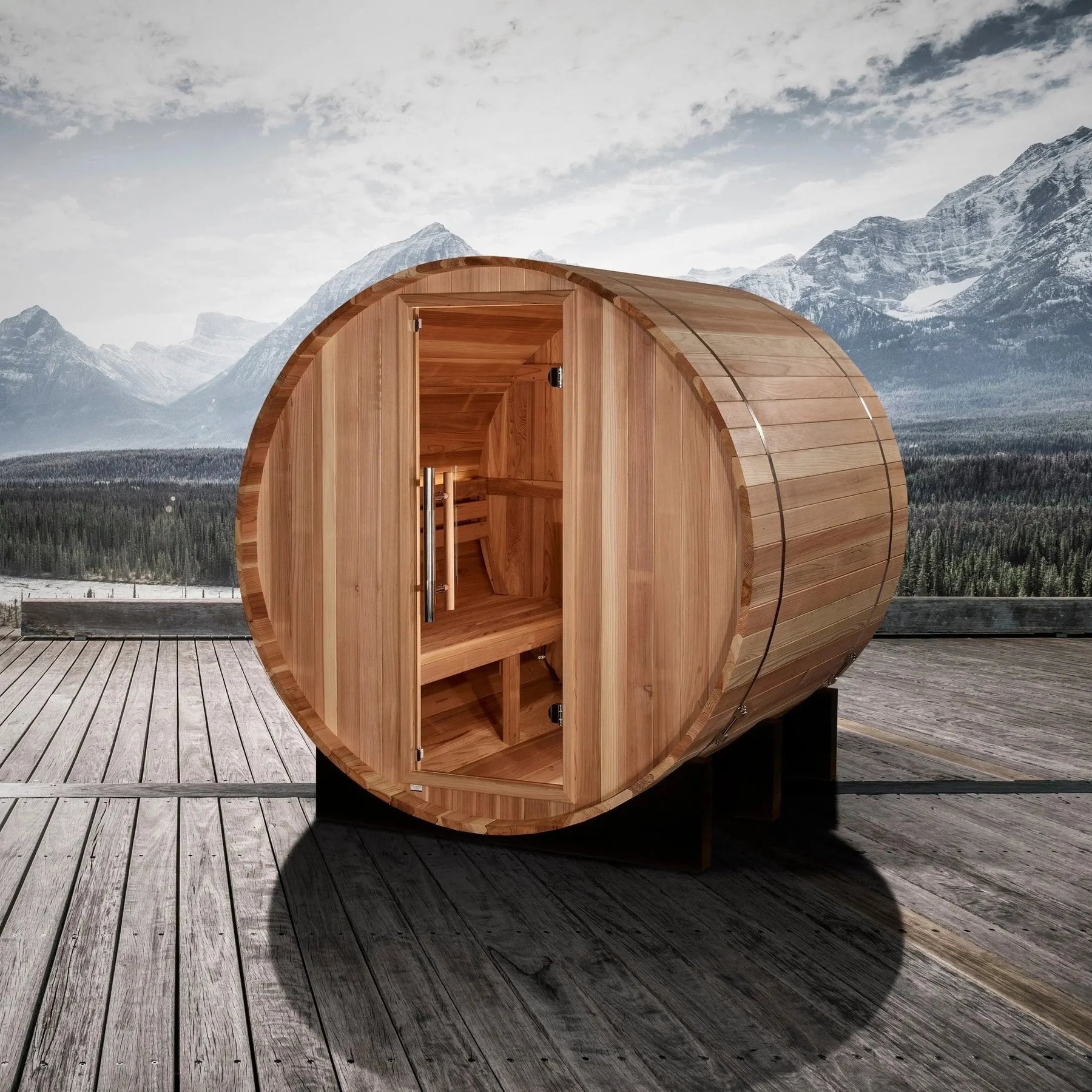 Golden Designs "St. Moritz" 2 Person Barrel Traditional Sauna GDI-B002-01-Golden Designs-HQ Sauna