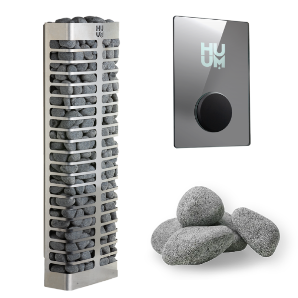 HUUM STEEL Mini Series 3.5kW Sauna Heater Package-HUUM-UKU WiFi Mirror-HQ Sauna