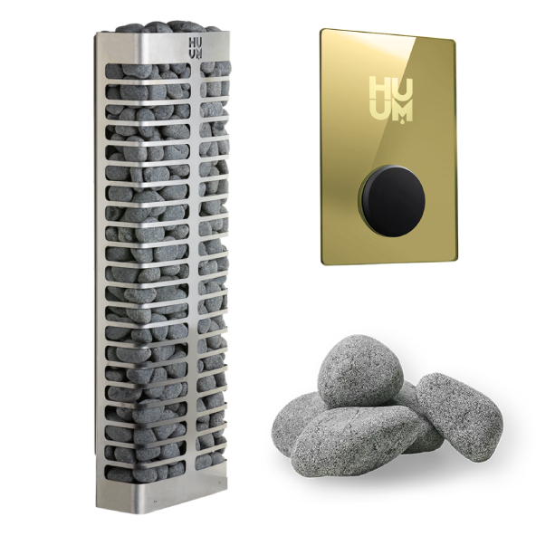 HUUM STEEL Mini Series 3.5kW Sauna Heater Package-HUUM-UKU WiFi Gold-HQ Sauna
