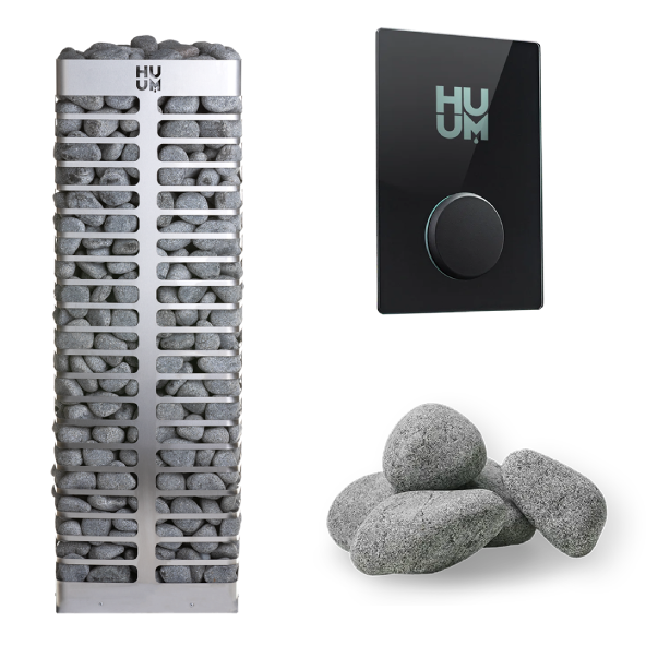 HUUM STEEL Series 10.5kW Sauna Heater Package-HUUM-UKU WiFi Glass-HQ Sauna