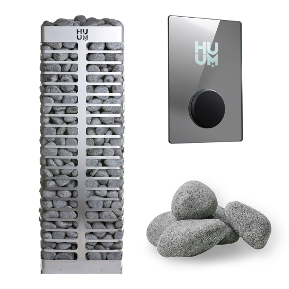HUUM STEEL Series 10.5kW Sauna Heater Package-HUUM-UKU WiFi Mirror-HQ Sauna