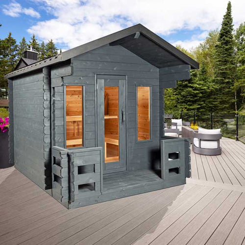 Dundalk LeisureCraft CT Georgian 2-6 Person Cabin Sauna with Porch CTC88PW