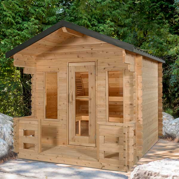 Dundalk LeisureCraft CT Georgian 2-6 Person Cabin Sauna with Porch CTC88PW