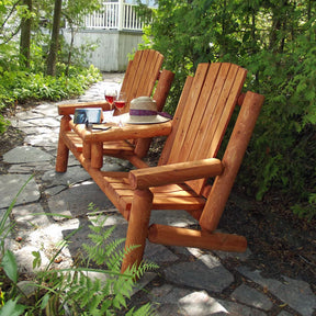 Dundalk LeisureCraft Adirondack Log Gossip Bench with Table L234