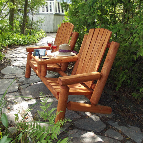 Dundalk LeisureCraft Adirondack Log Gossip Bench with Table L234
