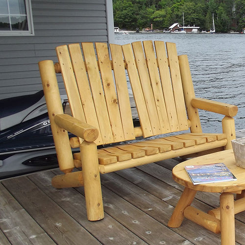 Dundalk LeisureCraft Adirondack Log 2 Seat Bench L224