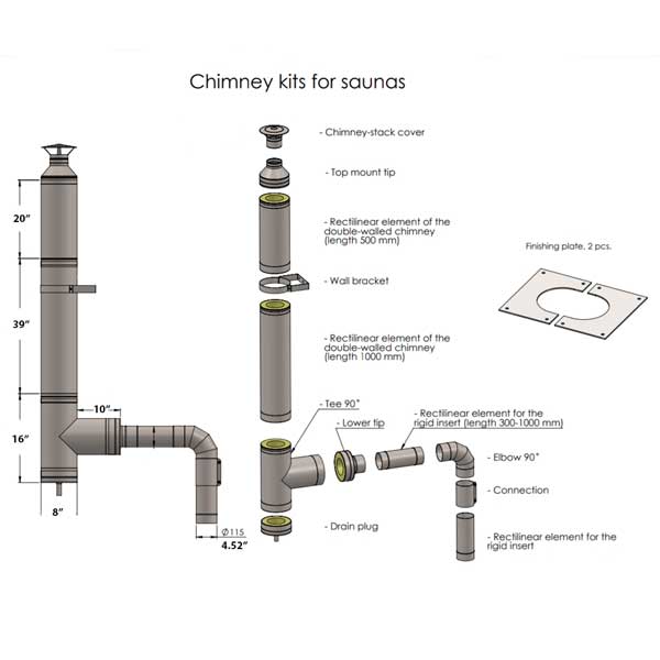 Dundalk LeisureCraft Chimney & Shields with Elbow for out the Back Wall (Huum Heater) BSB218