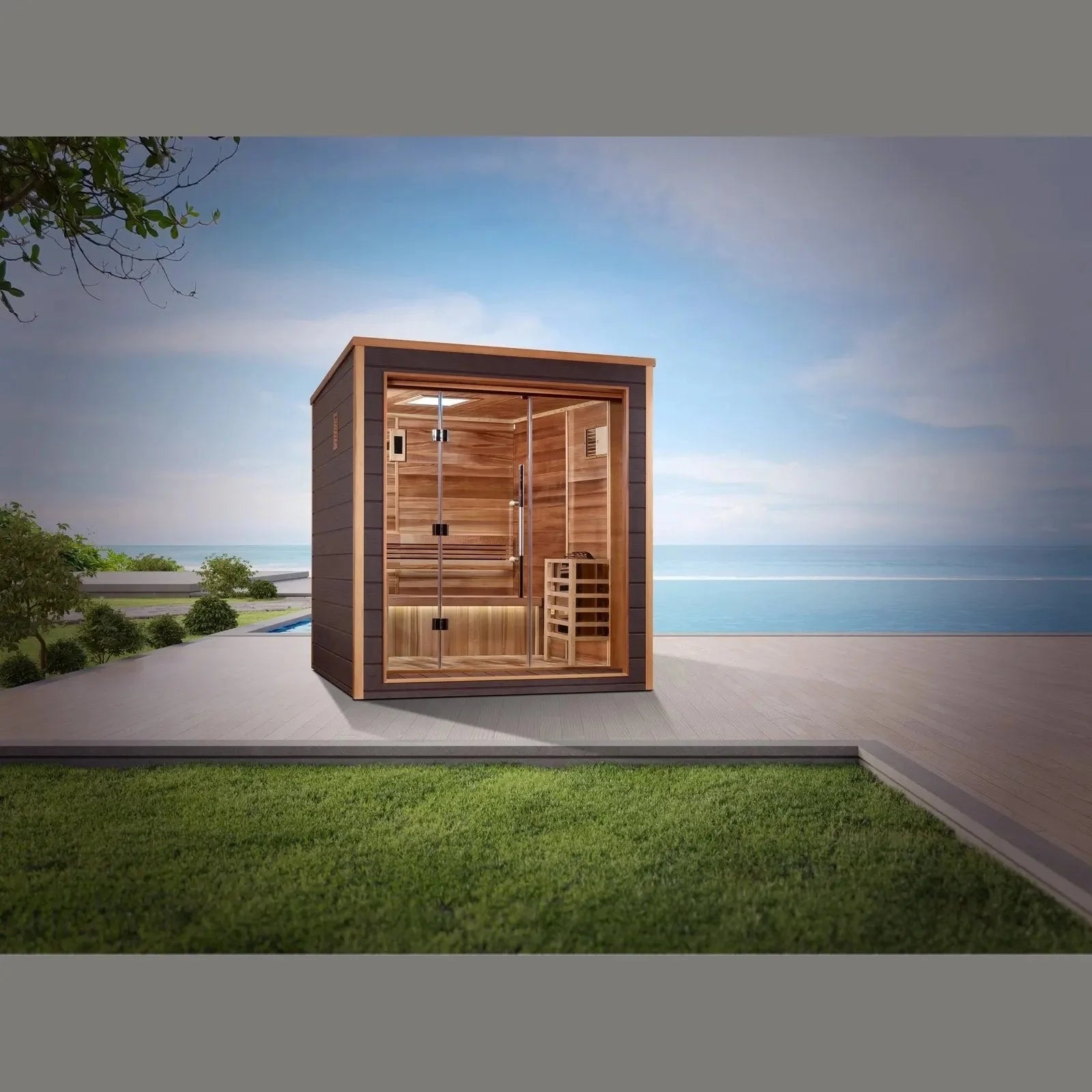 Golden Designs Drammen 3 Person Outdoor Traditional Sauna GDI-8203-01-Golden Designs-HQ Sauna