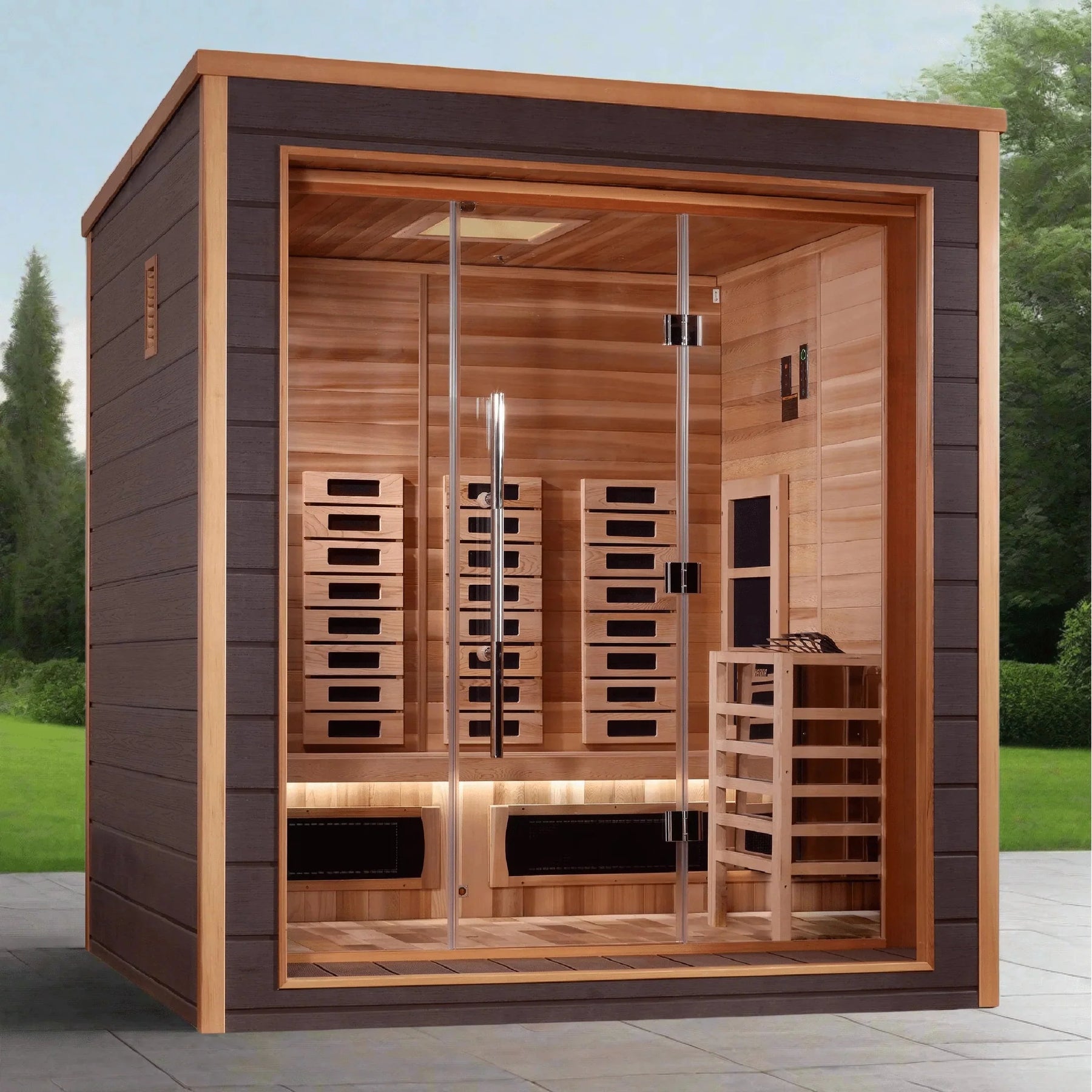 Golden Designs Visby 3 Person Hybrid Outdoor Sauna GDI-8223-01-Golden Designs-HQ Sauna