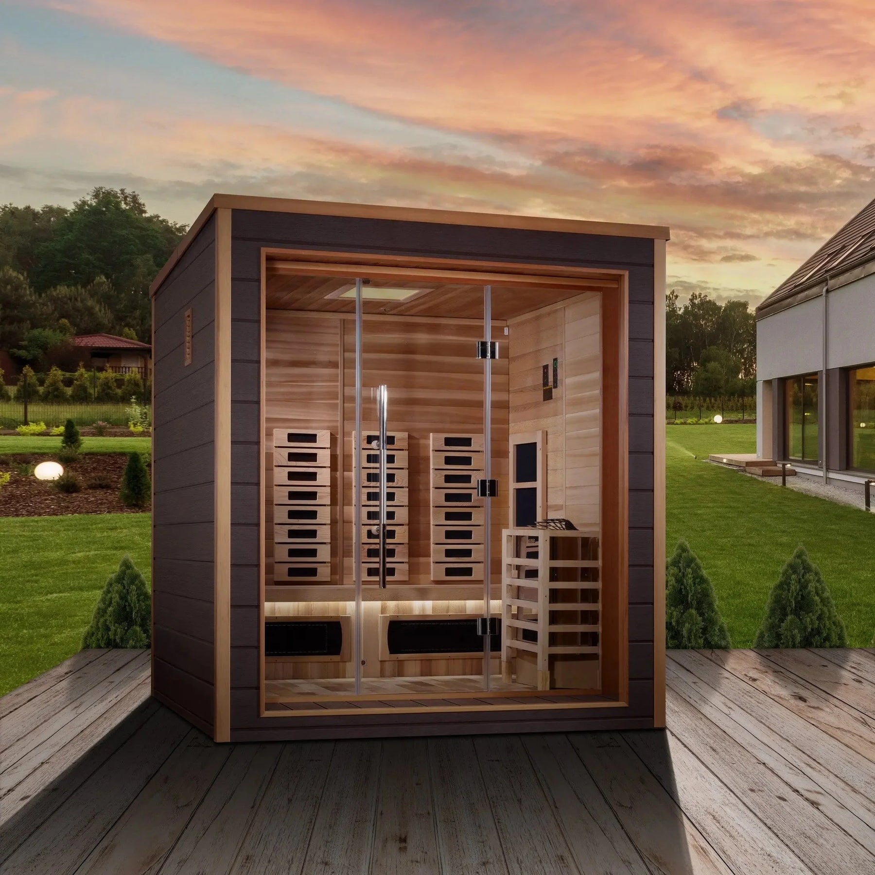 Golden Designs Visby 3 Person Hybrid Outdoor Sauna GDI-8223-01-Golden Designs-HQ Sauna