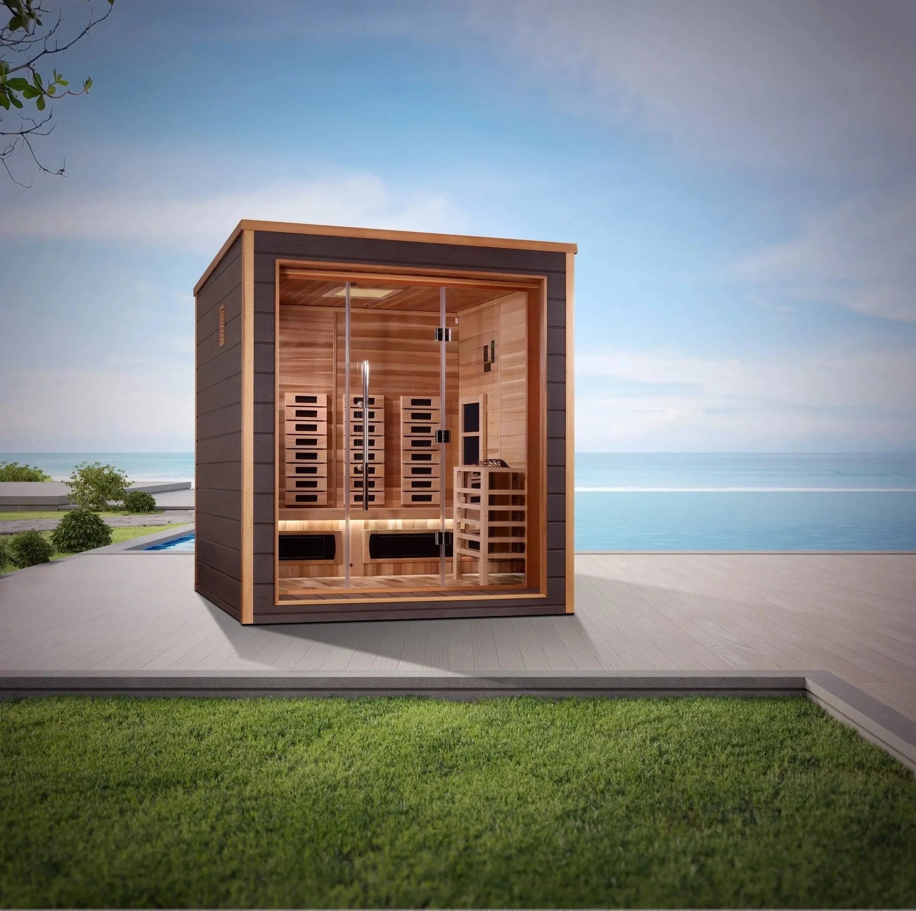 Golden Designs Visby 3 Person Hybrid Outdoor Sauna GDI-8223-01-Golden Designs-HQ Sauna