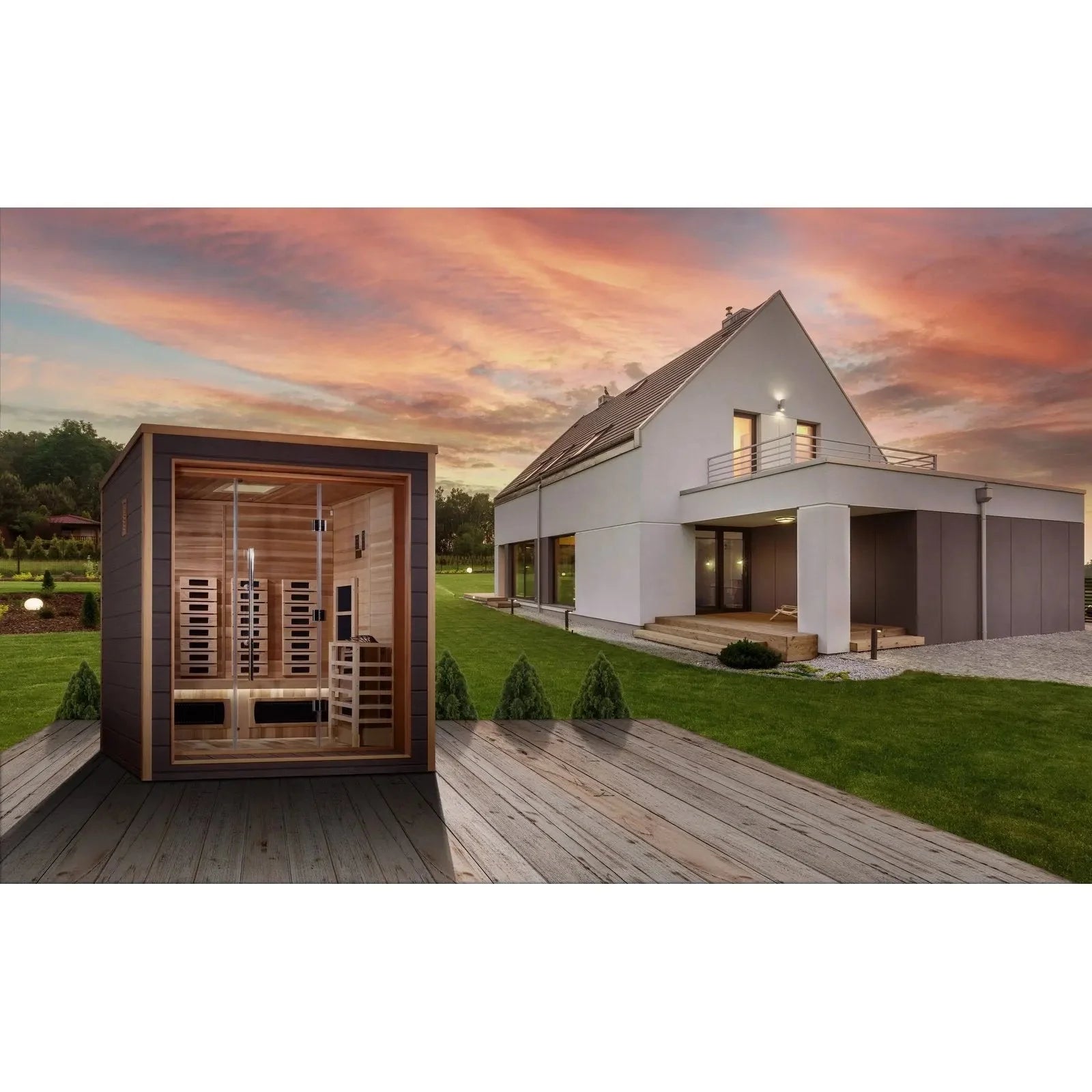 Golden Designs Visby 3 Person Hybrid Outdoor Sauna GDI-8223-01-Golden Designs-HQ Sauna