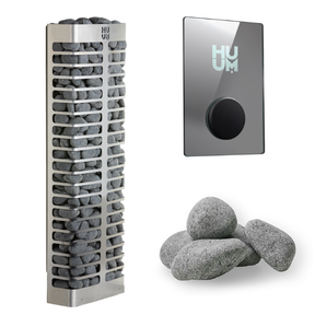 HUUM STEEL Mini Series 3.5kW Sauna Heater Package-HUUM-UKU WiFi Mirror-HQ Sauna