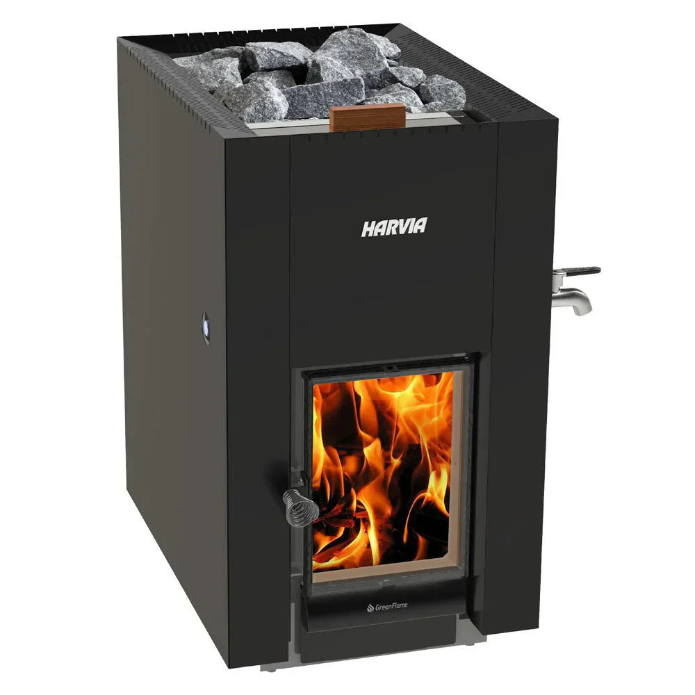Harvia Linear 22 Greenflame ES Wood-Burning Sauna Stove w/ Water Tank-Harvia-HQ Sauna