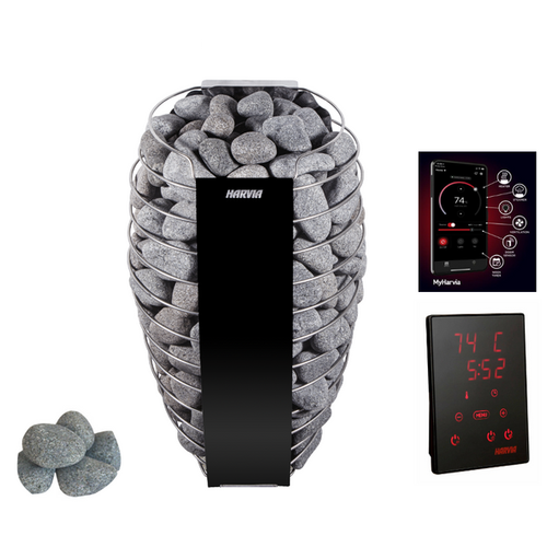 Harvia Spirit SP80E Electric Sauna Heater Package-Harvia-240V/1PH (Home Use)-Harvia Xenio CX45-U1-U3-XW Digital Control w/WIFI-HQ Sauna