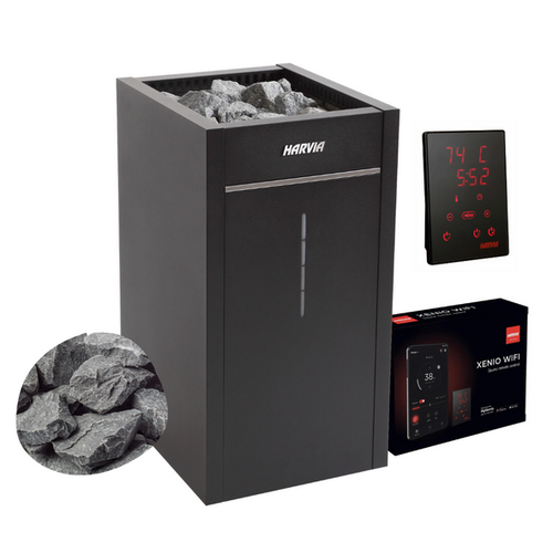 Harvia Virta Combi HL8U1SA Steamer & Electric Sauna Heater Package-Harvia-Xenio CX30 + WiFi Control Package-HQ Sauna