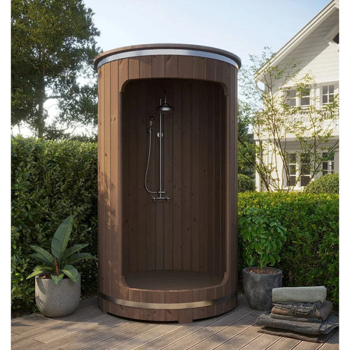 SaunaLife Barrel Shower Model R3, Rain-Series Outdoor Barrel Shower Kit 53"Wx90"H-SaunaLife-HQ Sauna