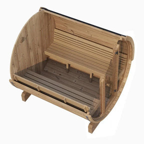 SaunaLife Model E7G 4 Person Barrel Sauna w/ Glass Front-SaunaLife-HQ Sauna