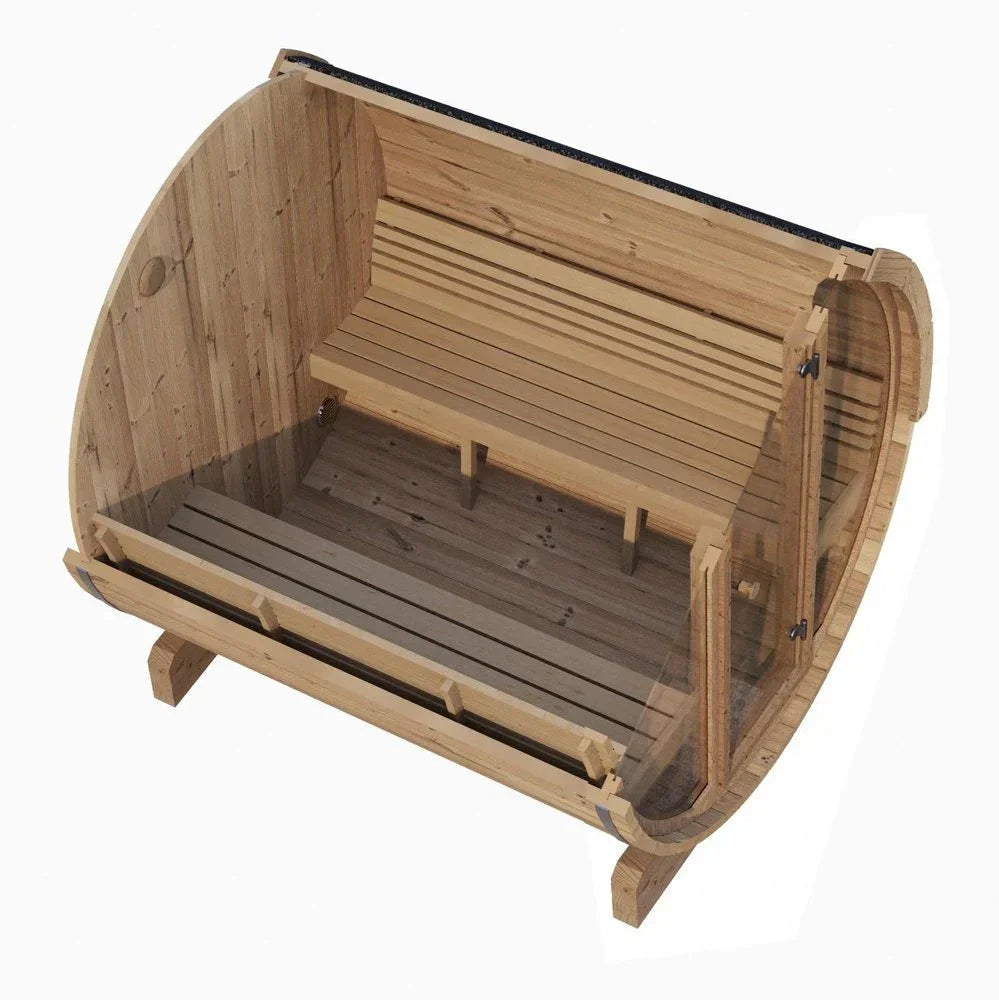 SaunaLife Model E7G 4 Person Barrel Sauna w/ Glass Front-SaunaLife-HQ Sauna