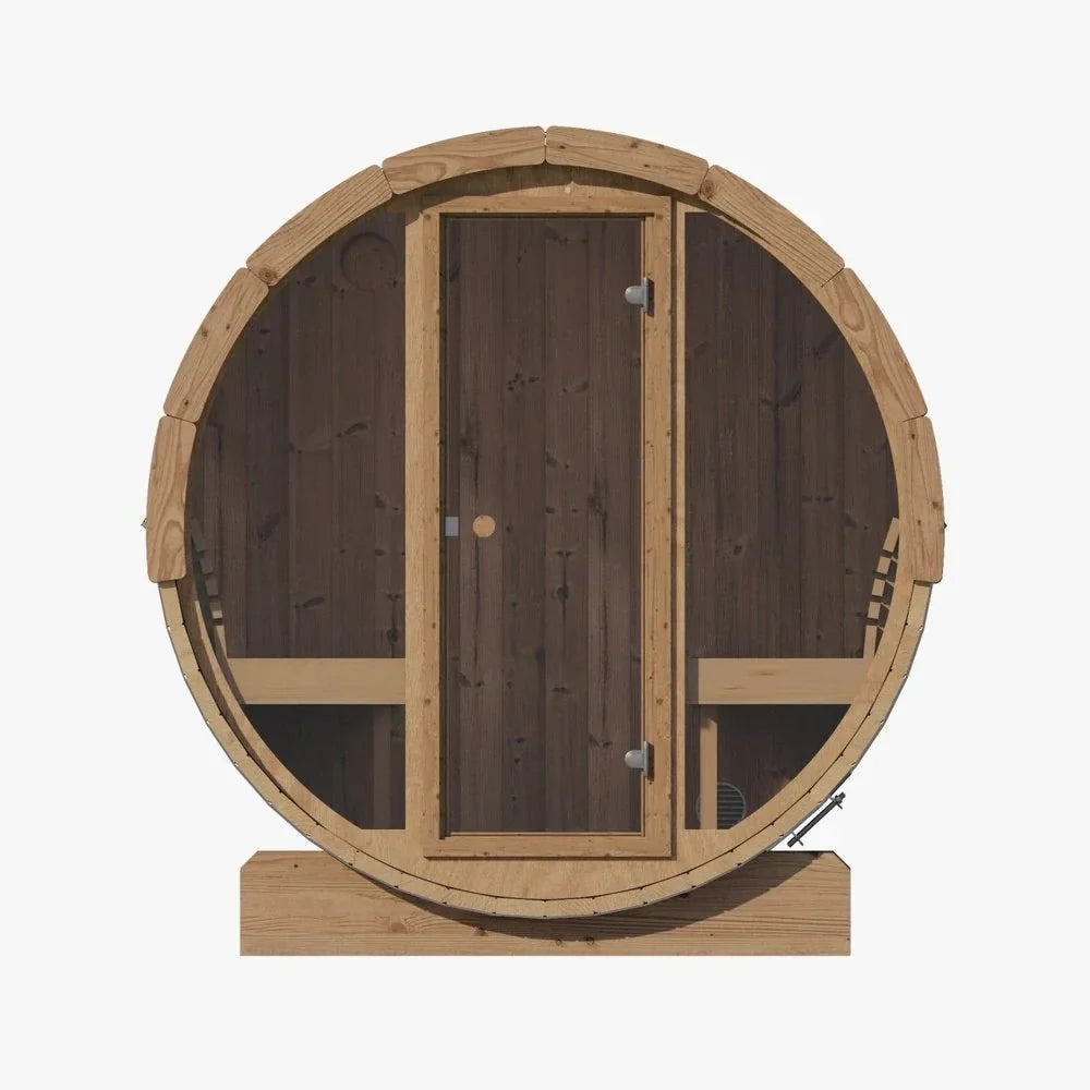 SaunaLife Model E7G 4 Person Barrel Sauna w/ Glass Front-SaunaLife-HQ Sauna