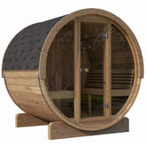 SaunaLife Model E7G 4 Person Barrel Sauna w/ Glass Front-SaunaLife-HQ Sauna