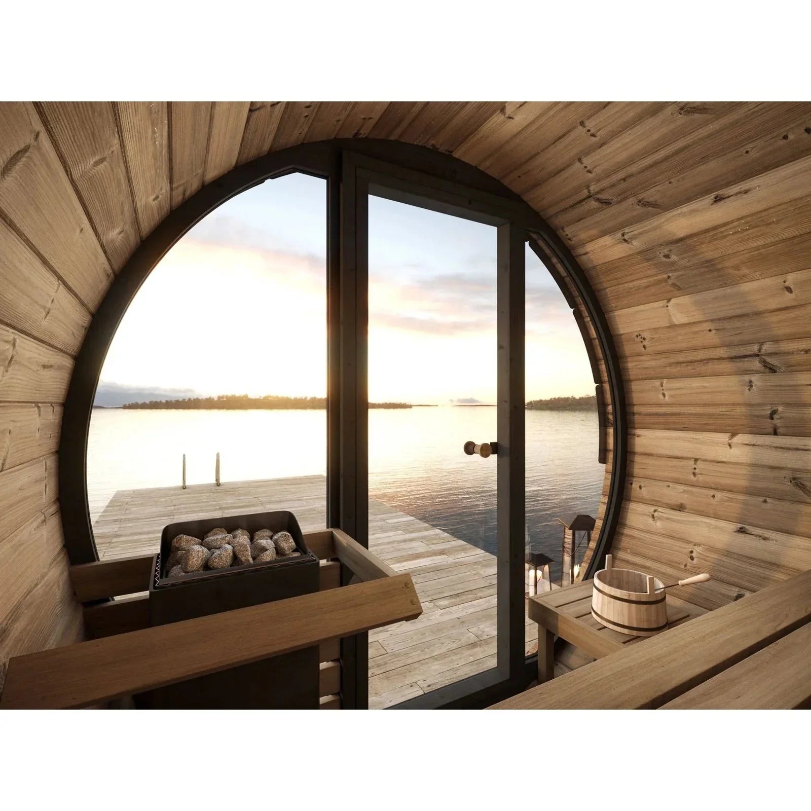SaunaLife Model EE6G 4 Person Barrel Sauna-SaunaLife-HQ Sauna