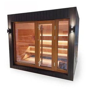 SaunaLife Model G7 6 Person Garden Series Pre-Assembled Outdoor Home Sauna-SaunaLife-Left-HQ Sauna